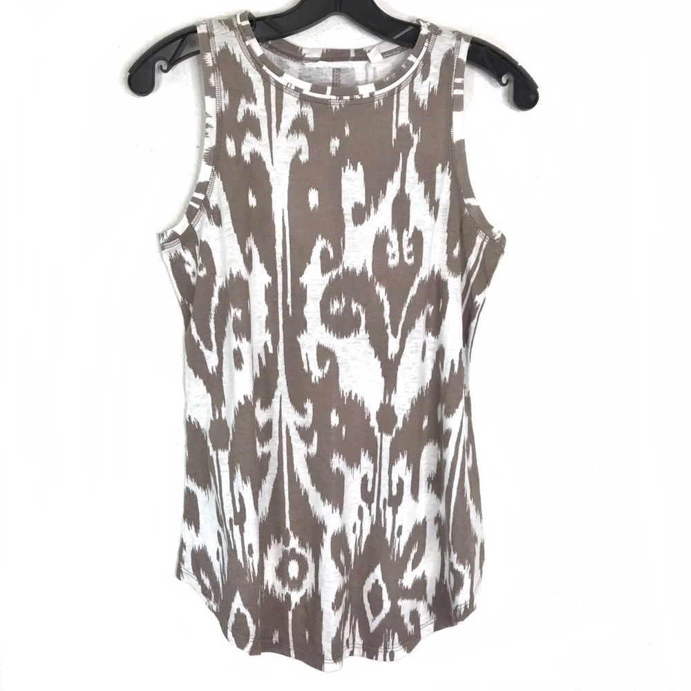 ATHLETA Brown White Ikat Tank Top SIZE XSMALL